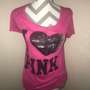 I ❤️ PINK sequin t shirt size small